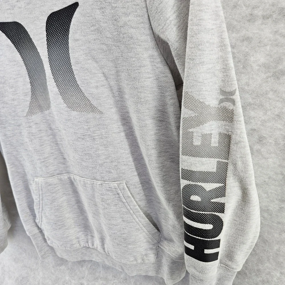 Kids Hurley‎ Light Gray Hoodie Sweatshirt Pullover Logo Sleeve Medium